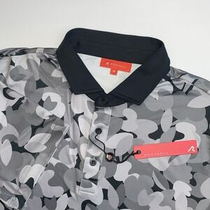 NEW Redvanly Fleur Golf Polo Shirt Mens Medium Tuxedo Multi Grey Performance